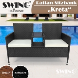 Polyrattan Sitzbank - Kreta - schwarz