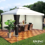 LED- Rattan Pavillon 3x4m - Royal incl. Sidewalls