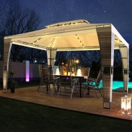 LED- Rattan Pavillon 3x4m - Royal incl. Sidewalls