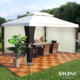 LED- Rattan Pavillon 3x4m - Royal inkl. Seitenwände