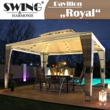 LED- Rattan Pavillon 3x4m - Royal